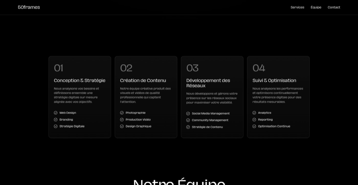 Aperçu du site 50frames — écran 2